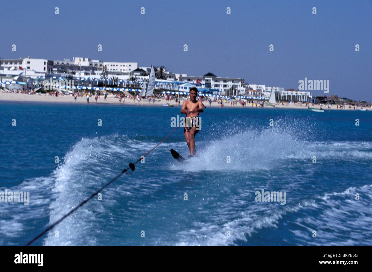 Ski nautique, Port El Kantaoui, Tunis Banque D'Images