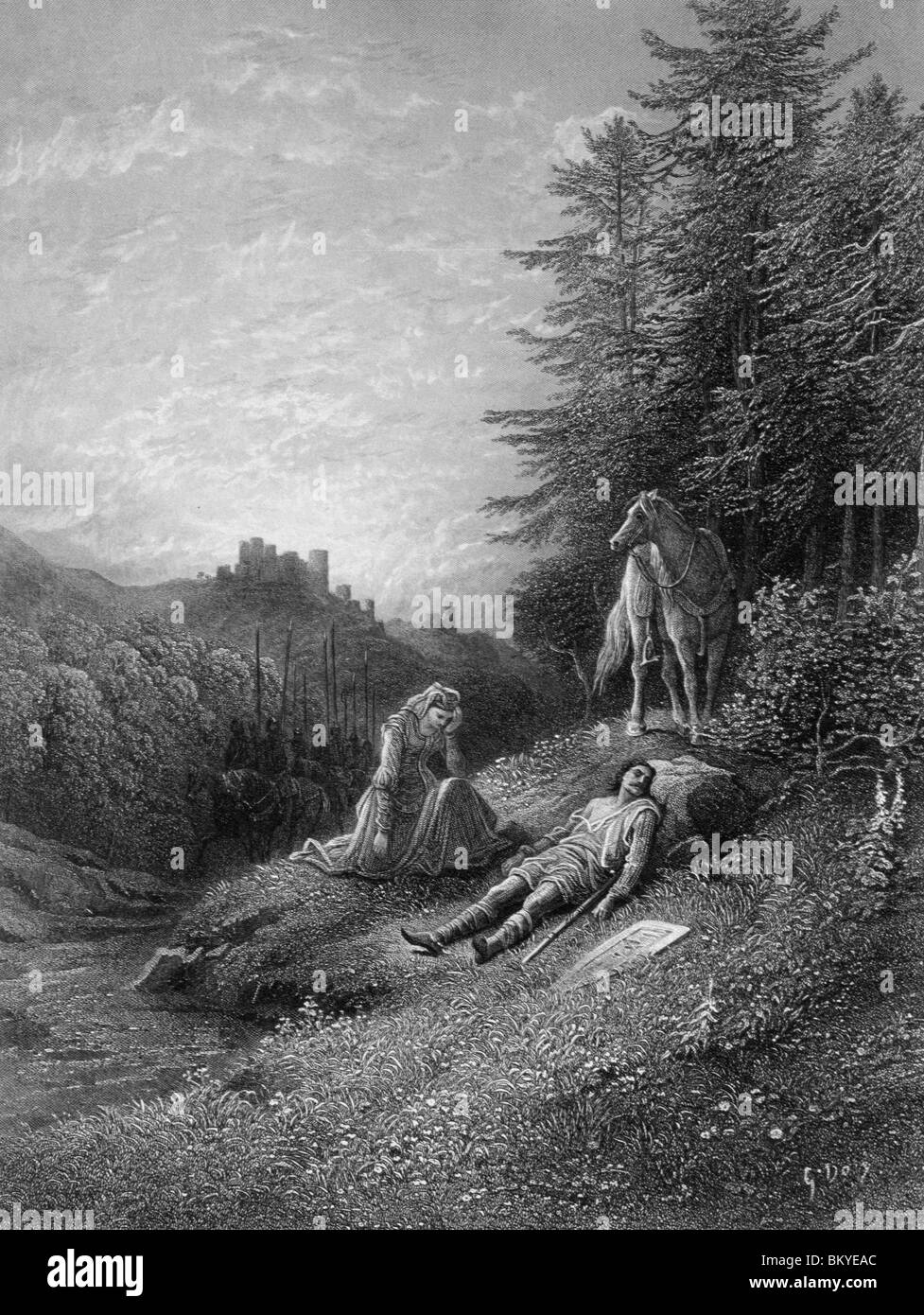 Enid tend Geraint, par Gustave Dore, d'idylles du Roi, (1832-1883), Etats-Unis, Illinois, Chicago, Newberry Library Banque D'Images