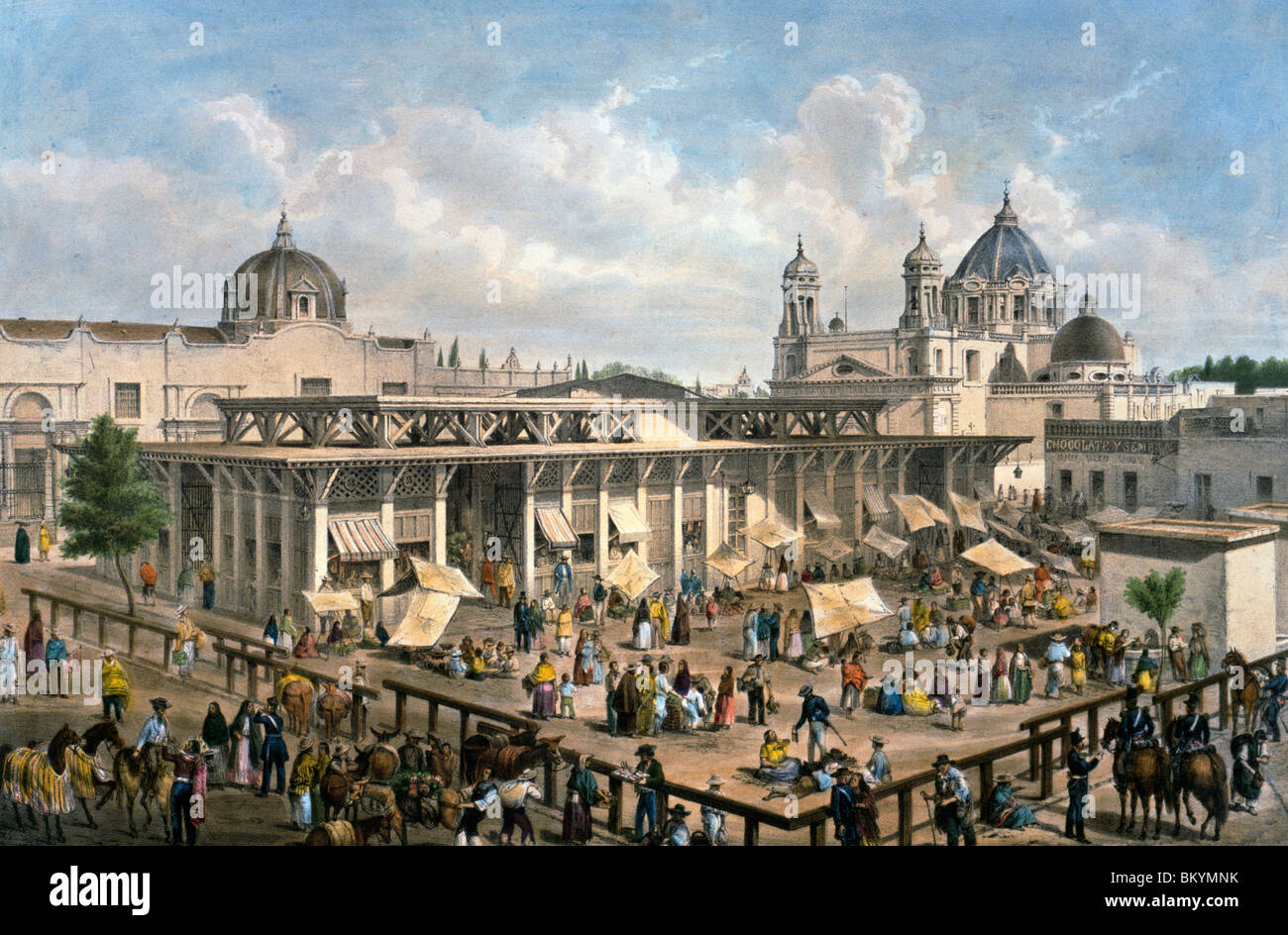 Marché de Iturbide, par Frederick Catherwood, (1799-1854), Etats-Unis, Illinois, Chicago, Newberry Library Banque D'Images