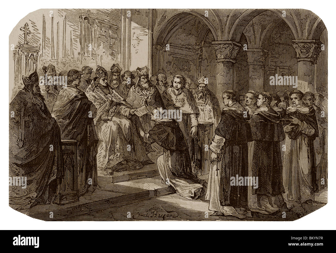En 1232, le Pape Grégoire IX confiée inquisition, nouvelle méthode de lutte contre l'hérésie, aux dominicains. Banque D'Images En 1232, le Pape Grégoire IX confiée inquisition, nouvelle méthode de lutte contre l'hérésie, aux dominicains. Banque D'Images
