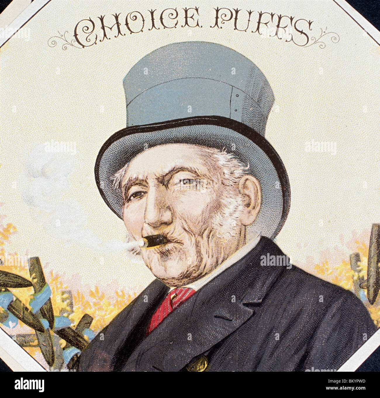Choix bouffées, étiquettes de boîtes à cigares, 19e siècle Banque D'Images