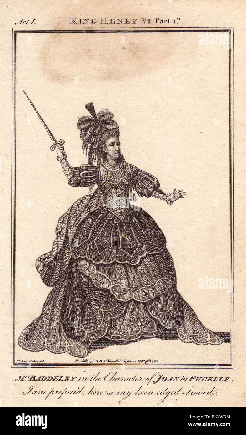 Mme Sophia Baddeley comme Joan la pucelle dans 'Henry VI, part 1". Banque D'Images