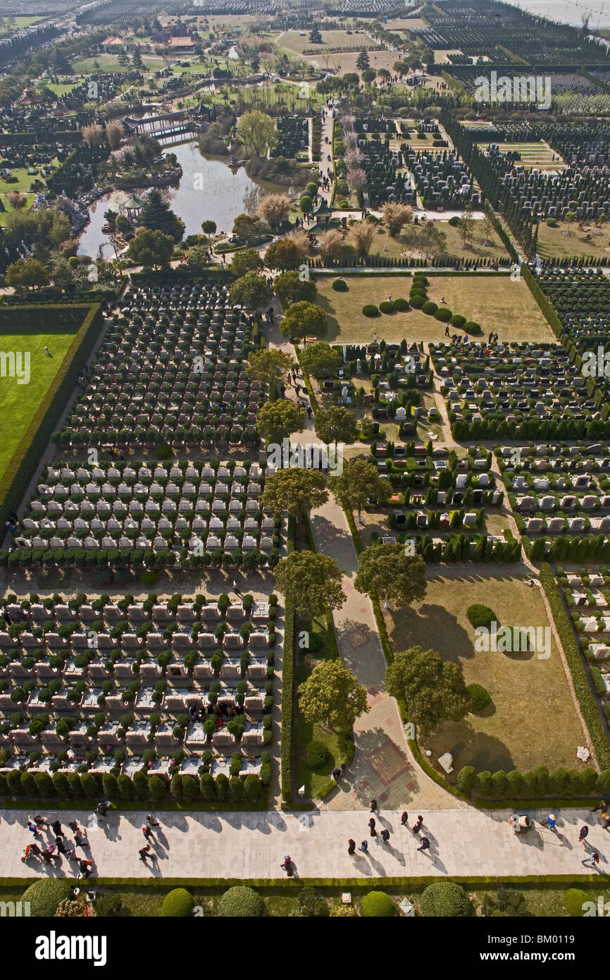 Fu Shou Yuan Cemetery, cimetière au cours de ching ming Festival, le 5 avril, de la vue à vol d'oiseau de cimetière Banque D'Images