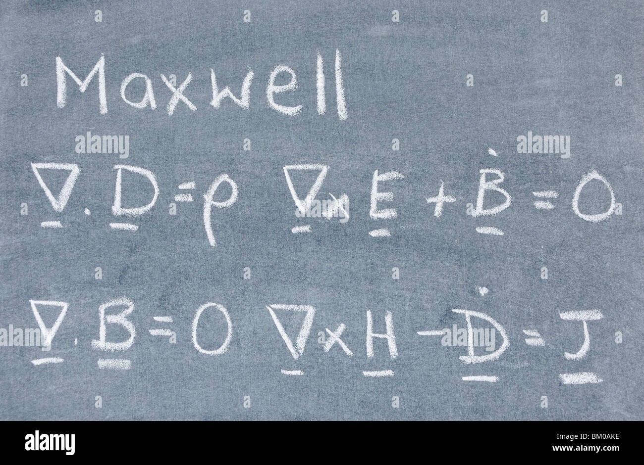 L'équation de Maxwell écrit sur un tableau noir Banque D'Images