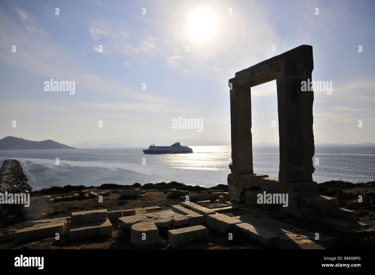 Ruines de Palatia dans la lumière du soleil, l'île de Naxos, Cyclades, Grèce, Europe Banque D'Images