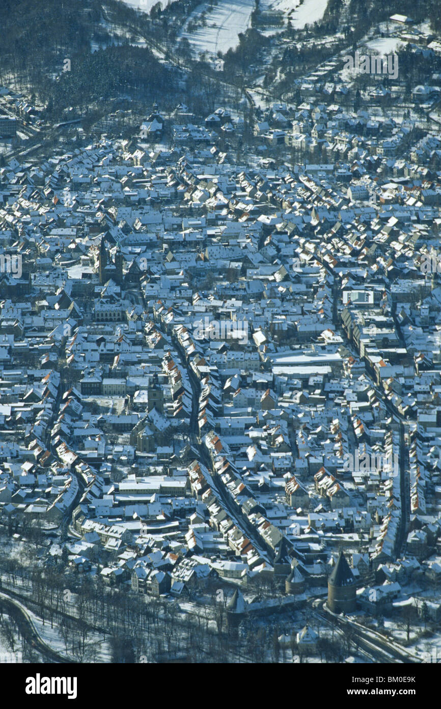 Photo aérienne de la ville historique de Goslar près des montagnes du Harz, Basse-Saxe, Allemagne Banque D'Images