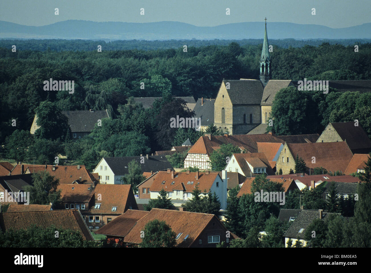 Photo aérienne de l'abbaye de Loccum, près de Steinhude Lake, Basse-Saxe, Allemagne du nord Banque D'Images