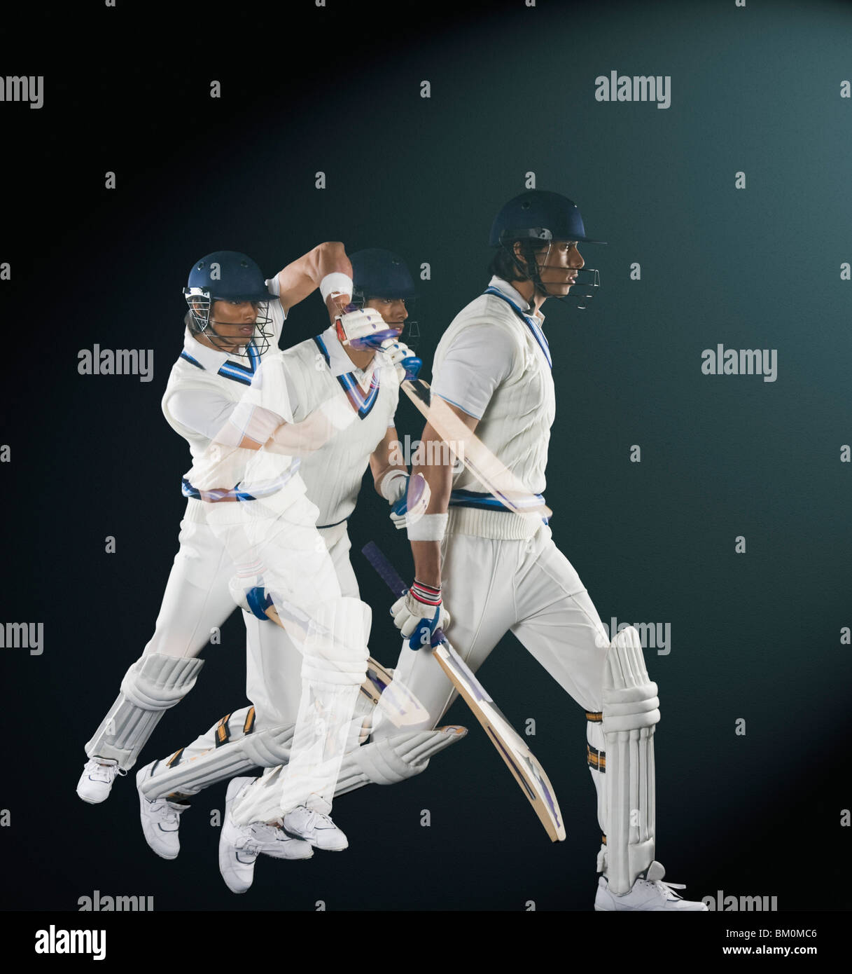 Plusieurs image d'un batteur de cricket Banque D'Images