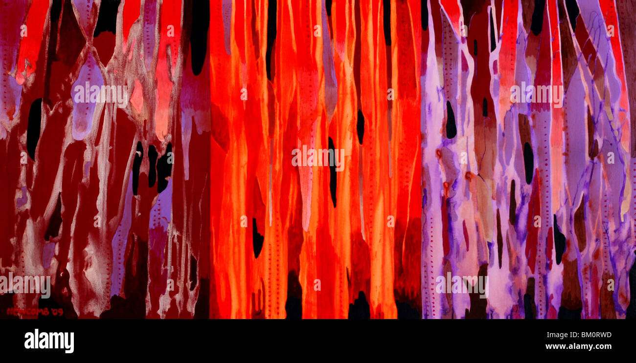 Triptyque Tiger 2009 John Newcomb (b.20E C. American) Acrylique Banque D'Images