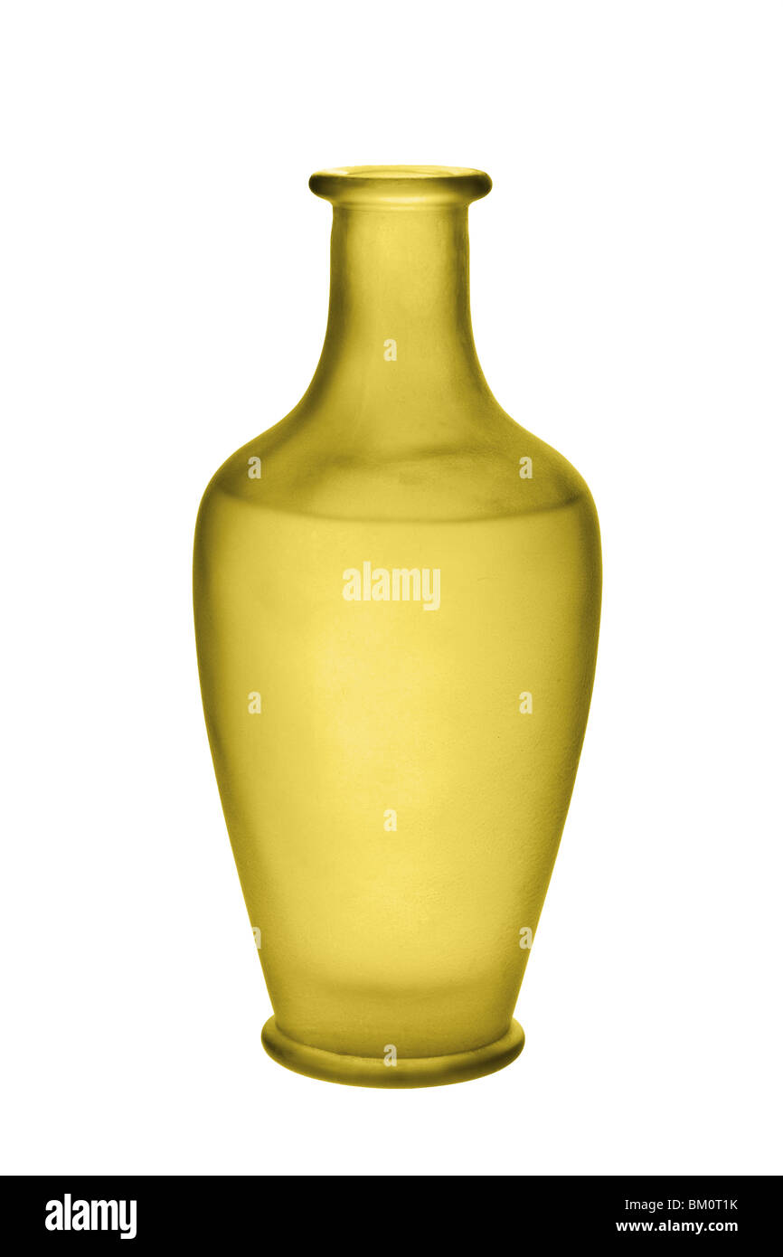 Vase en verre dépoli or isolé sur un fond blanc, pur Banque D'Images