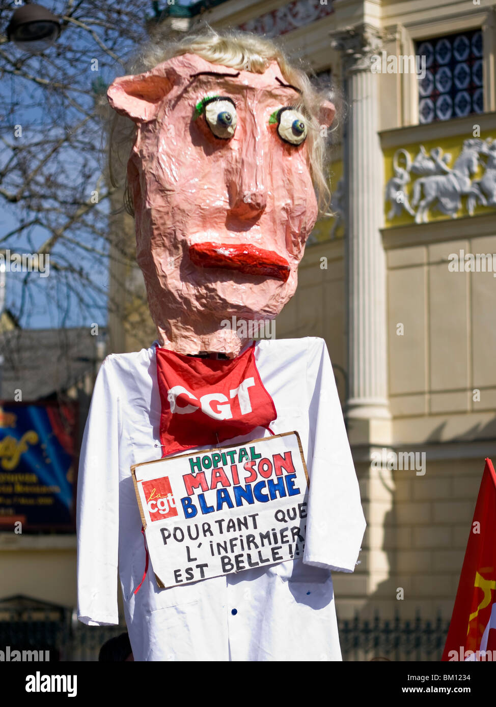 Les travailleurs français en grève a démontré à Paris, le 23 mars 2010. Banque D'Images