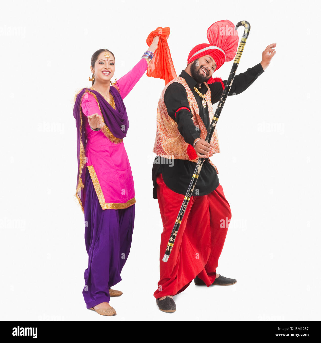 Le Bhangra danse folklorique traditionnelle du Pendjab en Inde du Nord Banque D'Images