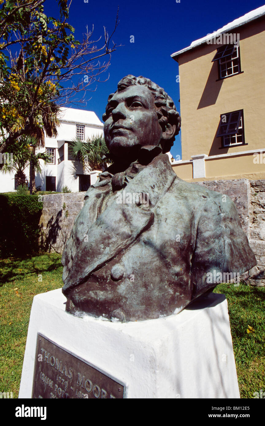 Close-up of a statue, Thomas Moore Statue, St George, Bermudes Banque D'Images