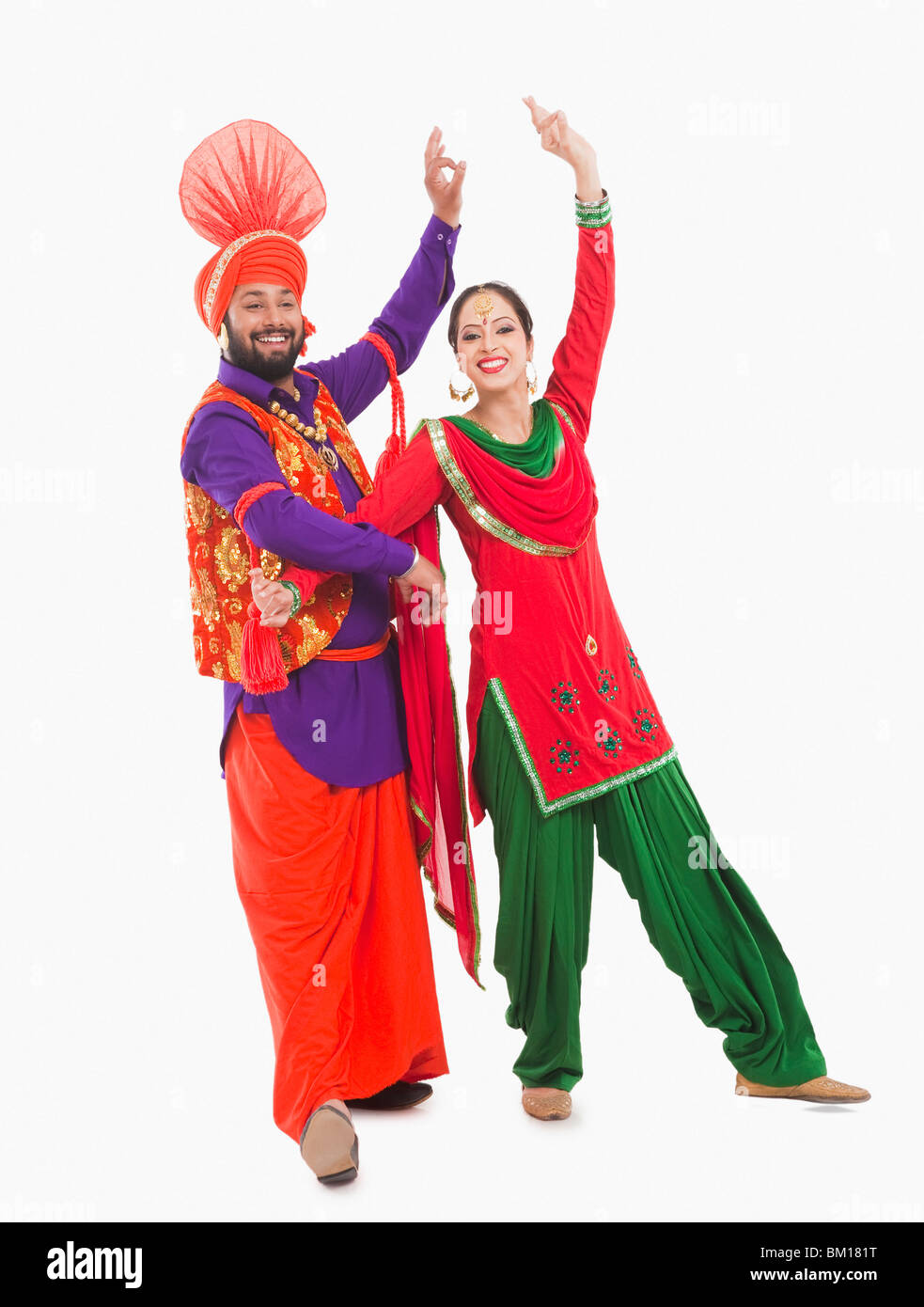 Le Bhangra danse folklorique traditionnelle du Pendjab en Inde du Nord Banque D'Images