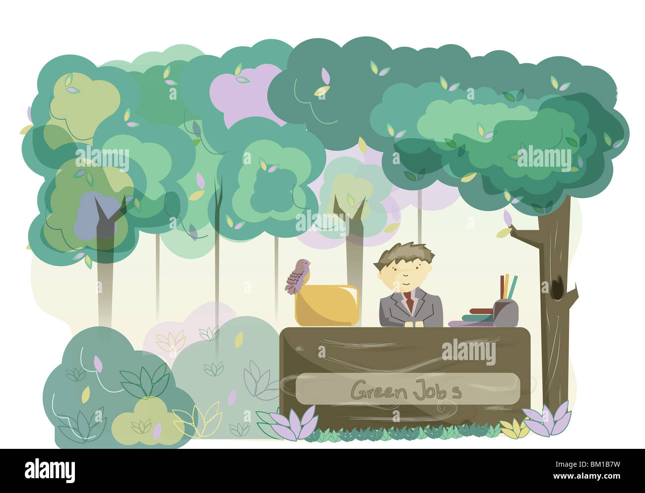Businessman in a forest Banque D'Images