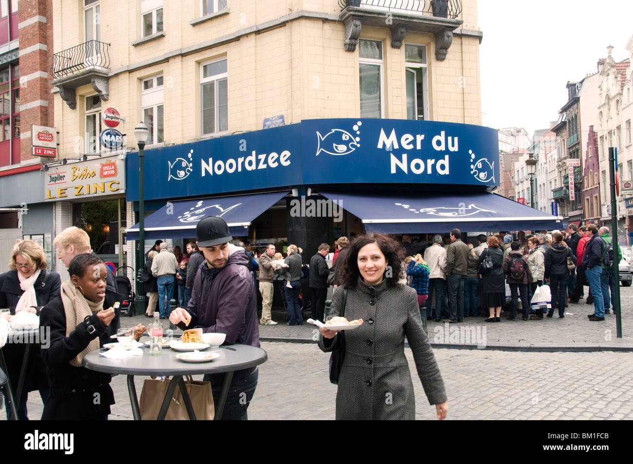 Sint Katelijne Noordzee Mer du Nord à la Place Sainte Catherine Fish Bar Bruxelles Belgique Banque D'Images