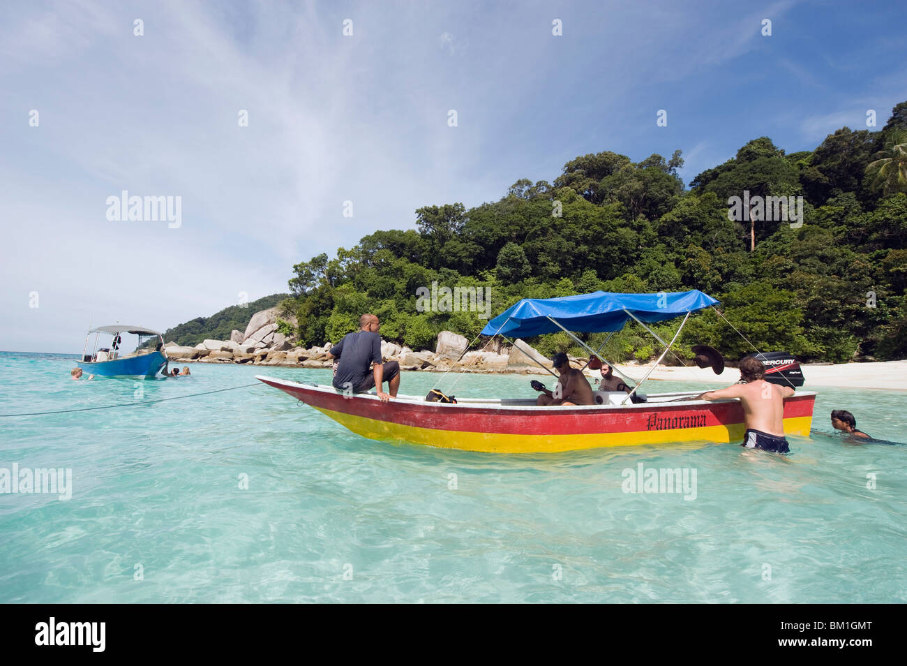 Excursion en bateau dans les îles Perhentian, l'État de Terengganu, Malaisie, Asie du Sud, Asie Banque D'Images