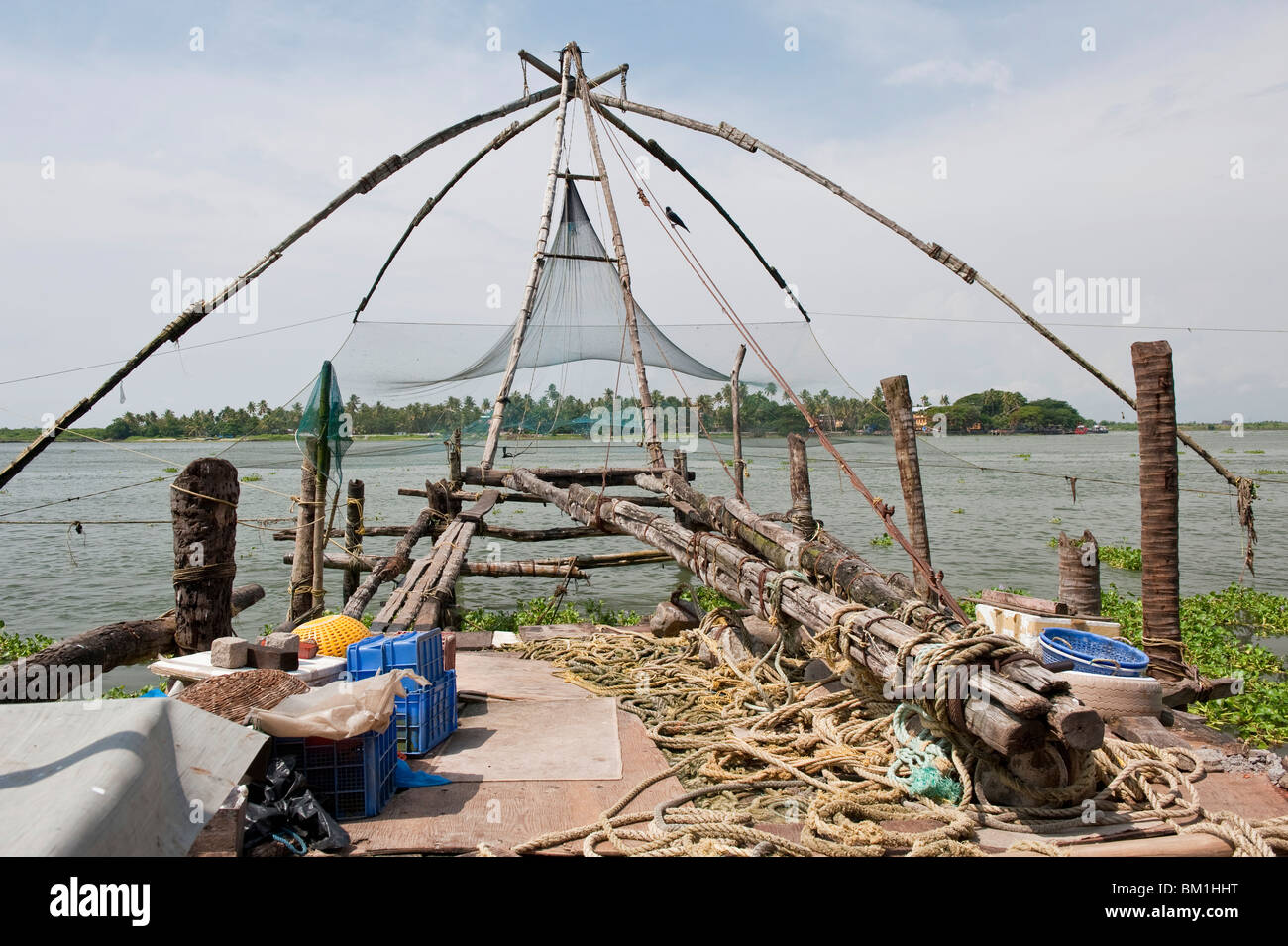 Les filets de pêche chinois à Cochin, Inde Banque D'Images