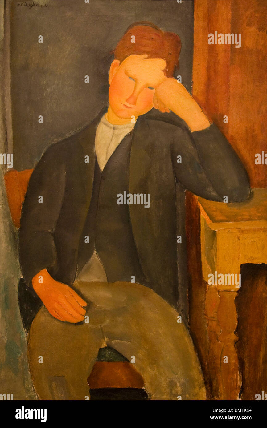 Jeune apprenti huile sur toile peinte par Amedeo Modigliani 1917 Banque D'Images