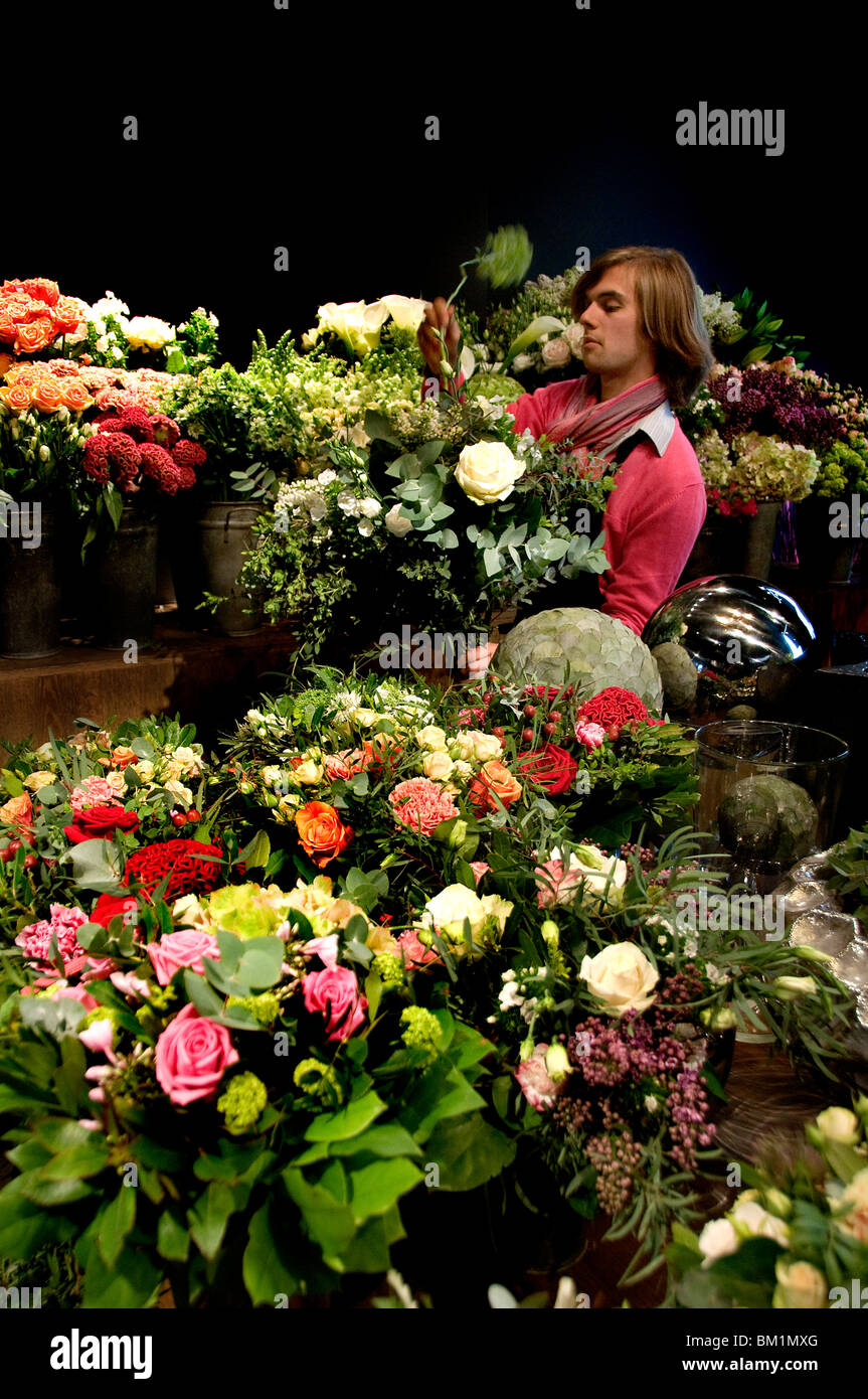 Boutique de fleurs fleurs Bruxelles Belgique Place de Grand Sablon Grote Marché Sablon Banque D'Images