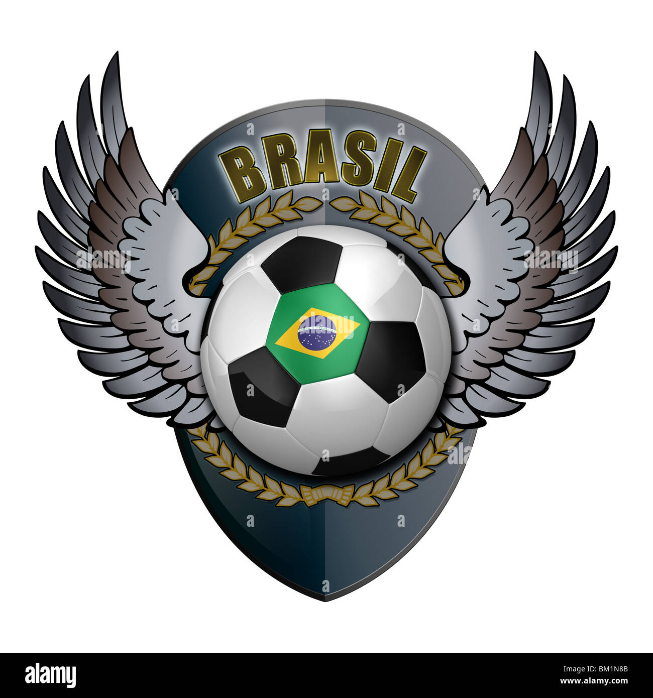 Ballon De Football Brésilien Avec Le Crest Sur Fond Blanc Photo Stock Alamy