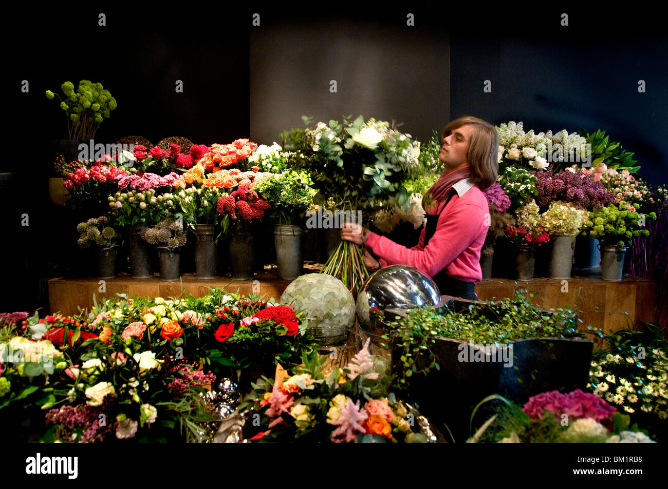 Boutique de fleurs fleurs Bruxelles Belgique Place de Grand Sablon Grote Marché Sablon Banque D'Images