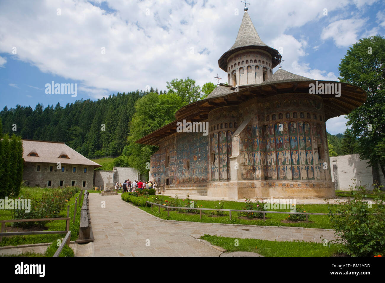 Monastère de Voronet, UNESCO World Heritage Site, la Bucovine, Roumanie, Europe Banque D'Images