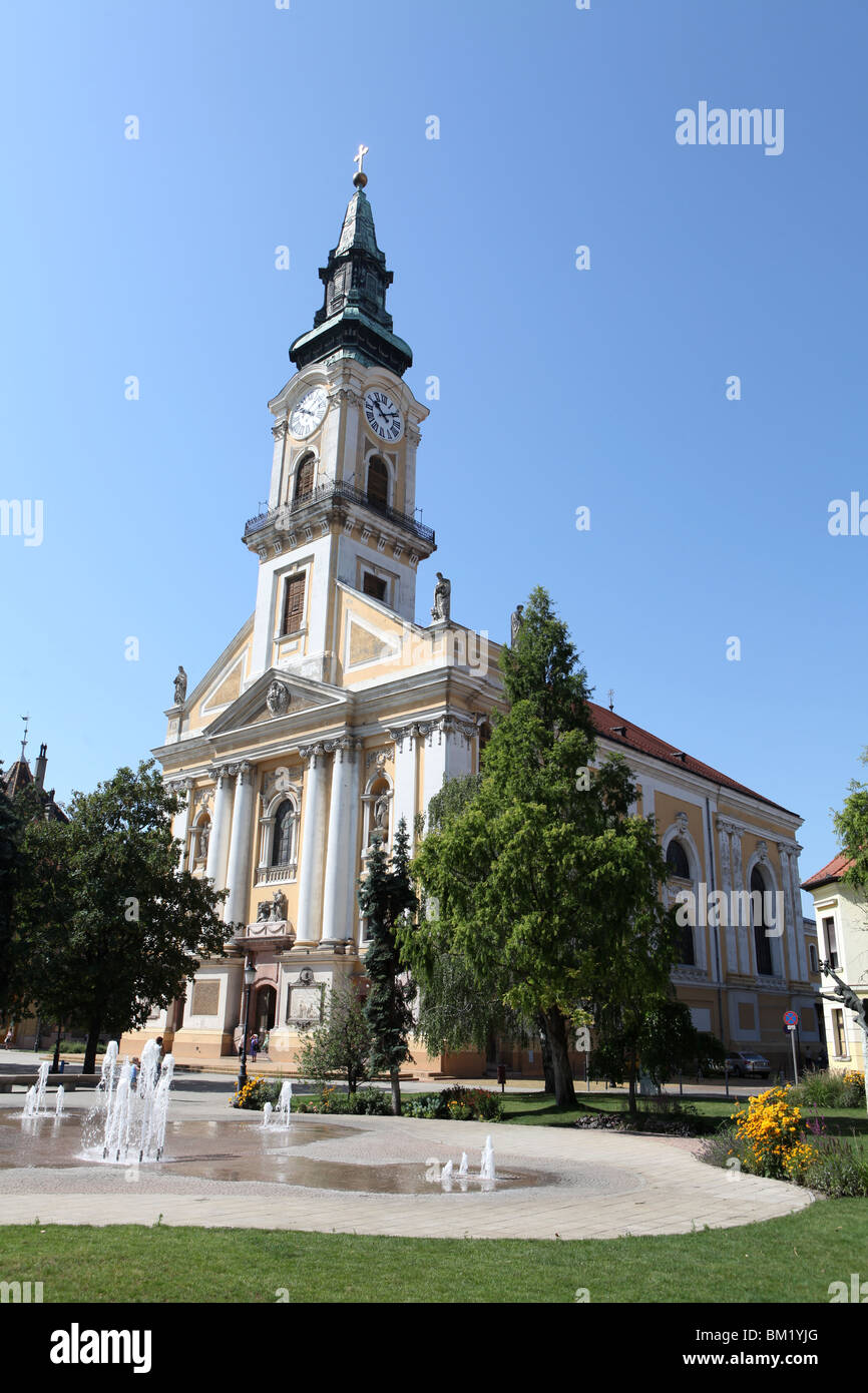La grande église baroque église Nagy ( ), à Kecskemét en Hongrie, l'Europe. Banque D'Images