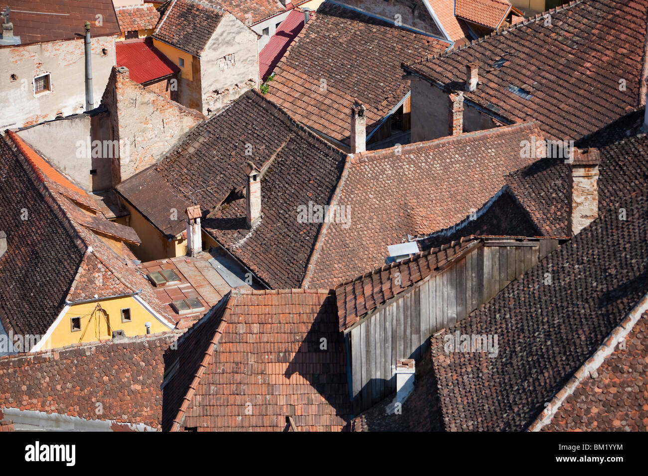 Les toits, Sighisoara, UNESCO World Heritage Site, Transylvanie, Roumanie, Europe Banque D'Images