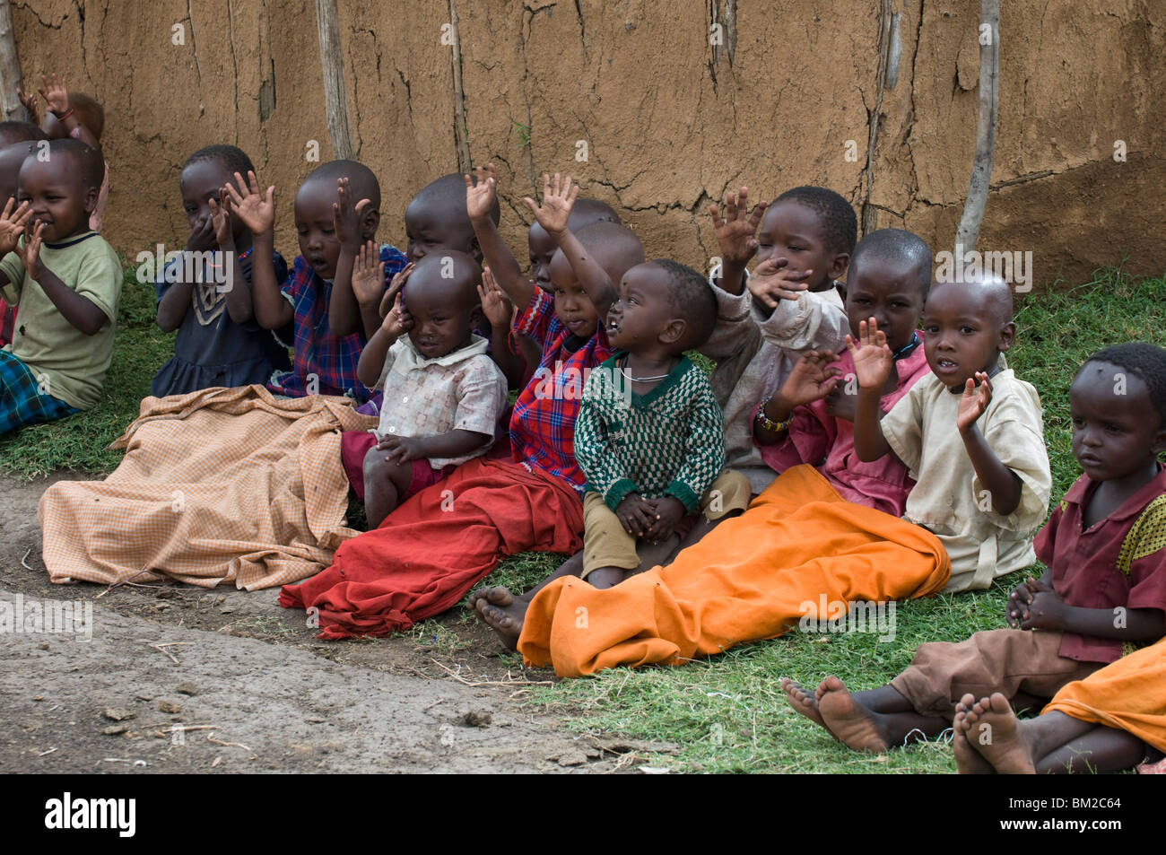 Enfants Masai, Masai Mara, Kenya, Afrique de l'Est Banque D'Images