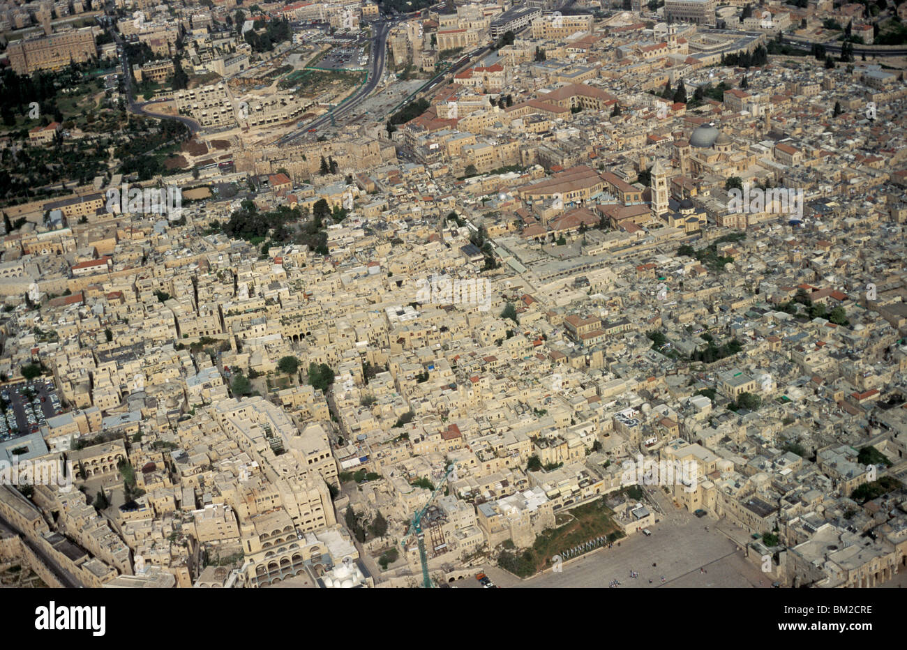 Une vue aérienne de la vieille ville de Jérusalem Banque D'Images