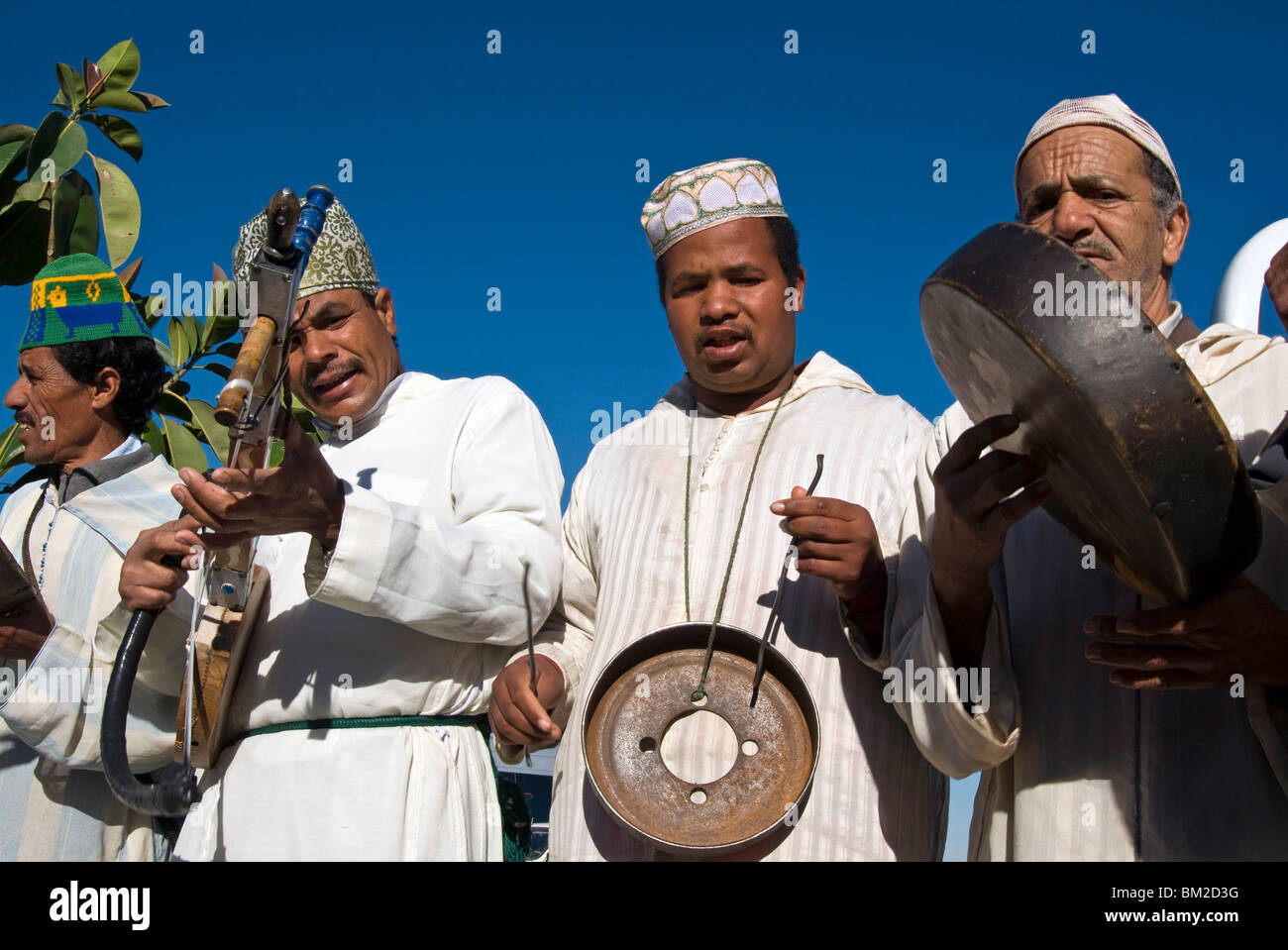 Musiciens, Marrakech (Marrakech, Maroc) Banque D'Images