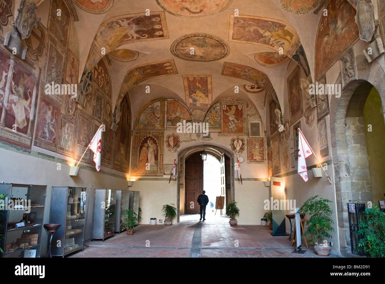 La porte principale, le Palazzo dei Vicari, Scarperia, Florence, Toscane, Italie Banque D'Images
