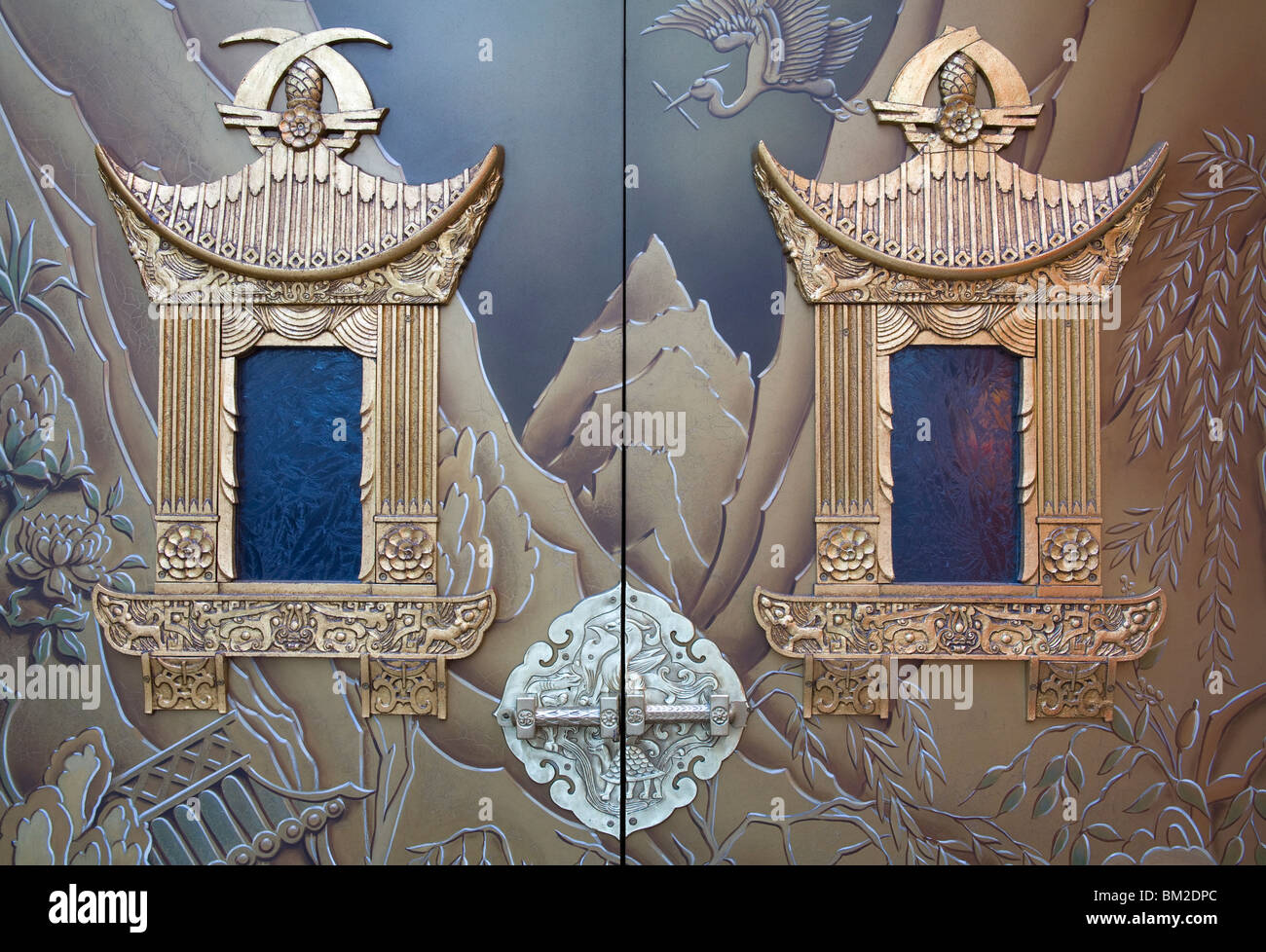 Détail de la porte du Grauman's Chinese Theater, du Hollywood Boulevard, Hollywood, Californie, USA Banque D'Images