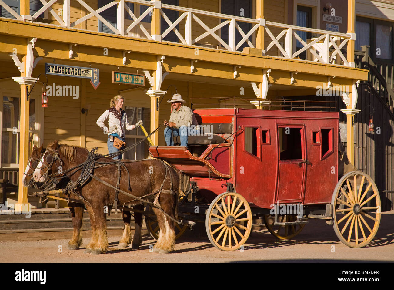 Wagon dans les studios Old Tucson, Tucson, Arizona, USA Banque D'Images