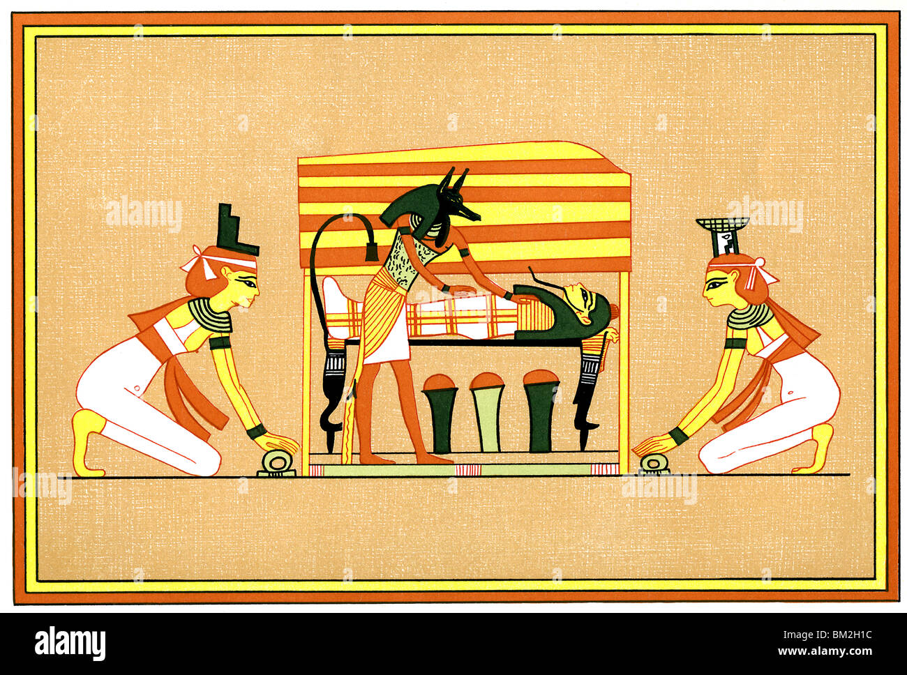 Anubis, le dieu à tête de chacal des morts et le guide de l'au-delà, les ministres à Osiris, dieu de la fertilité et de la mort. Banque D'Images