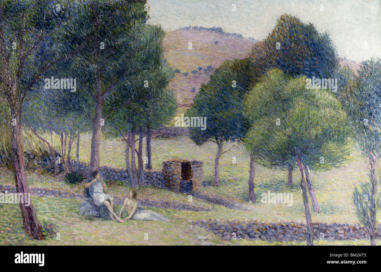 Paysage idyllique (Paysage Idylllique ) par Hippolyte Petitjean huile sur toile 1905 (1854-1929) USA Pennsylvania Banque D'Images