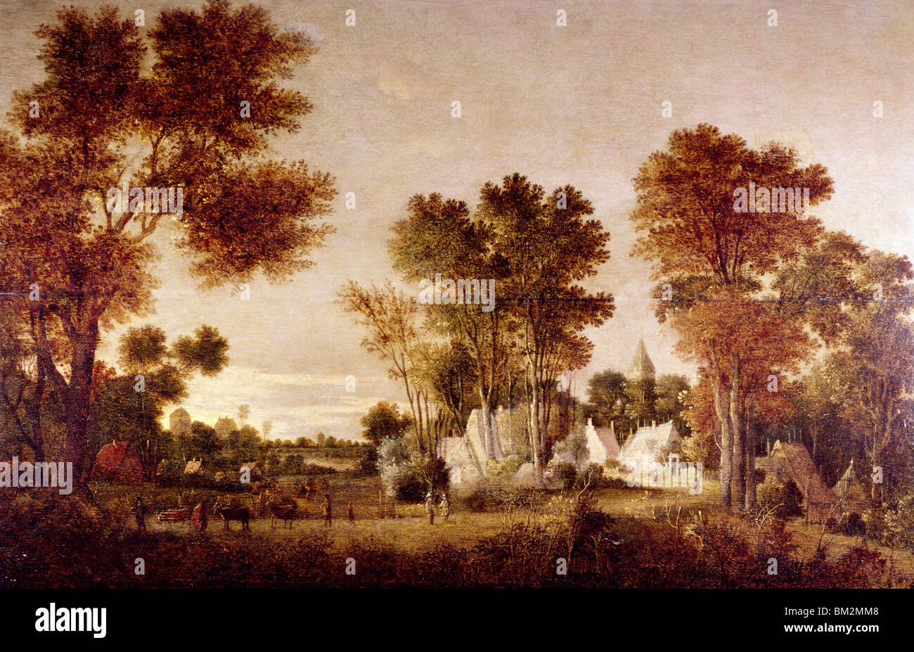 Par des inconnus du paysage flamand, huile sur bois, 17e siècle, USA, New York, Philadelphie, David David Gallery Banque D'Images