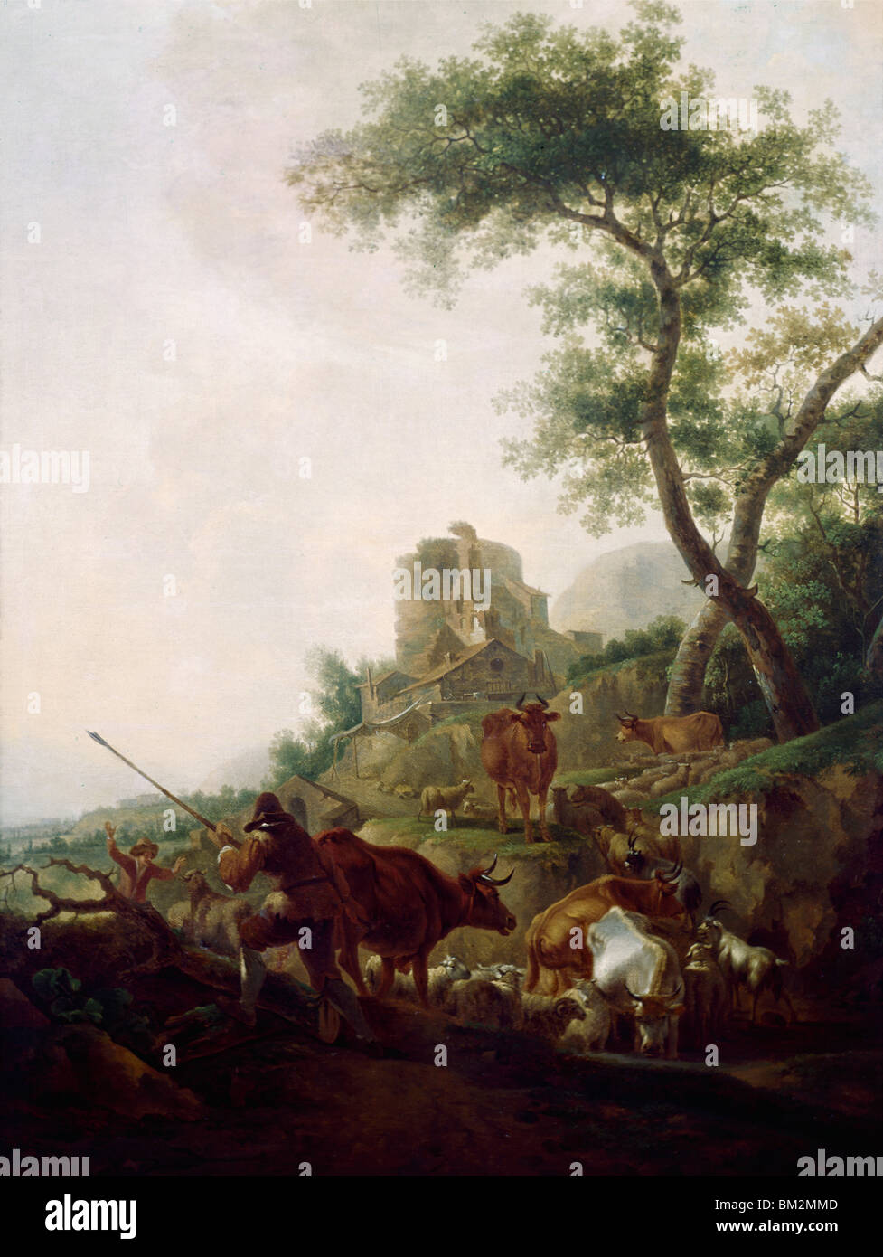 L'abreuvement du bétail par l'artiste flamand inconnu huile sur toile 18ème siècle USA Pennsylvania Philadelphie David David Gallery Banque D'Images