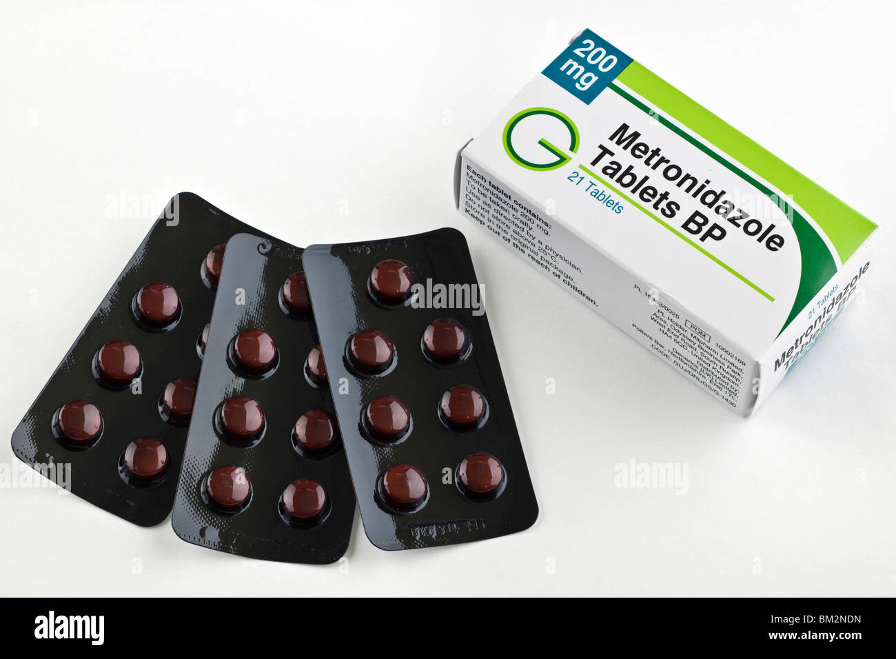 Boîte de 21 comprimés de métronidazole Banque D'Images
