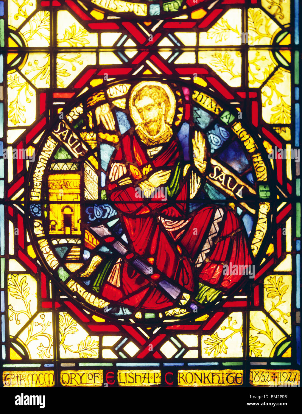 Saint Paul sur la route de Damas, vitrail, USA, New York, New York City, Église Saint Barthélemy, Banque D'Images