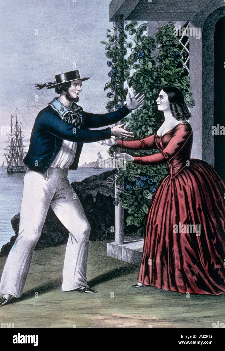 Le Retour du marin, Currier et Ives, lithographie couleur, (1847), (1857-1907), Washington, D.C., la Bibliothèque du Congrès Banque D'Images