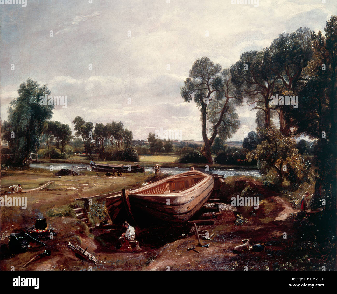 La construction de bateaux près de John Constable Flatford par huile sur toile 1814 (1776-1837) Royaume-Uni Angleterre Londres Victoria & Albert Museum Banque D'Images