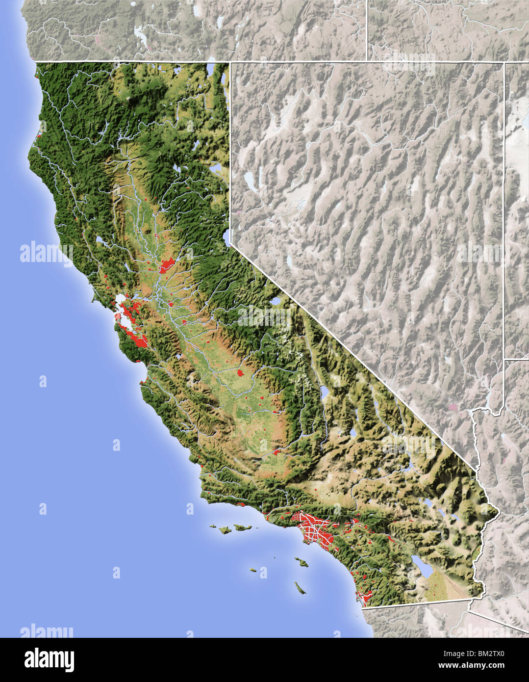 carte relief californie Carte politique, Californie Photo Stock   Alamy