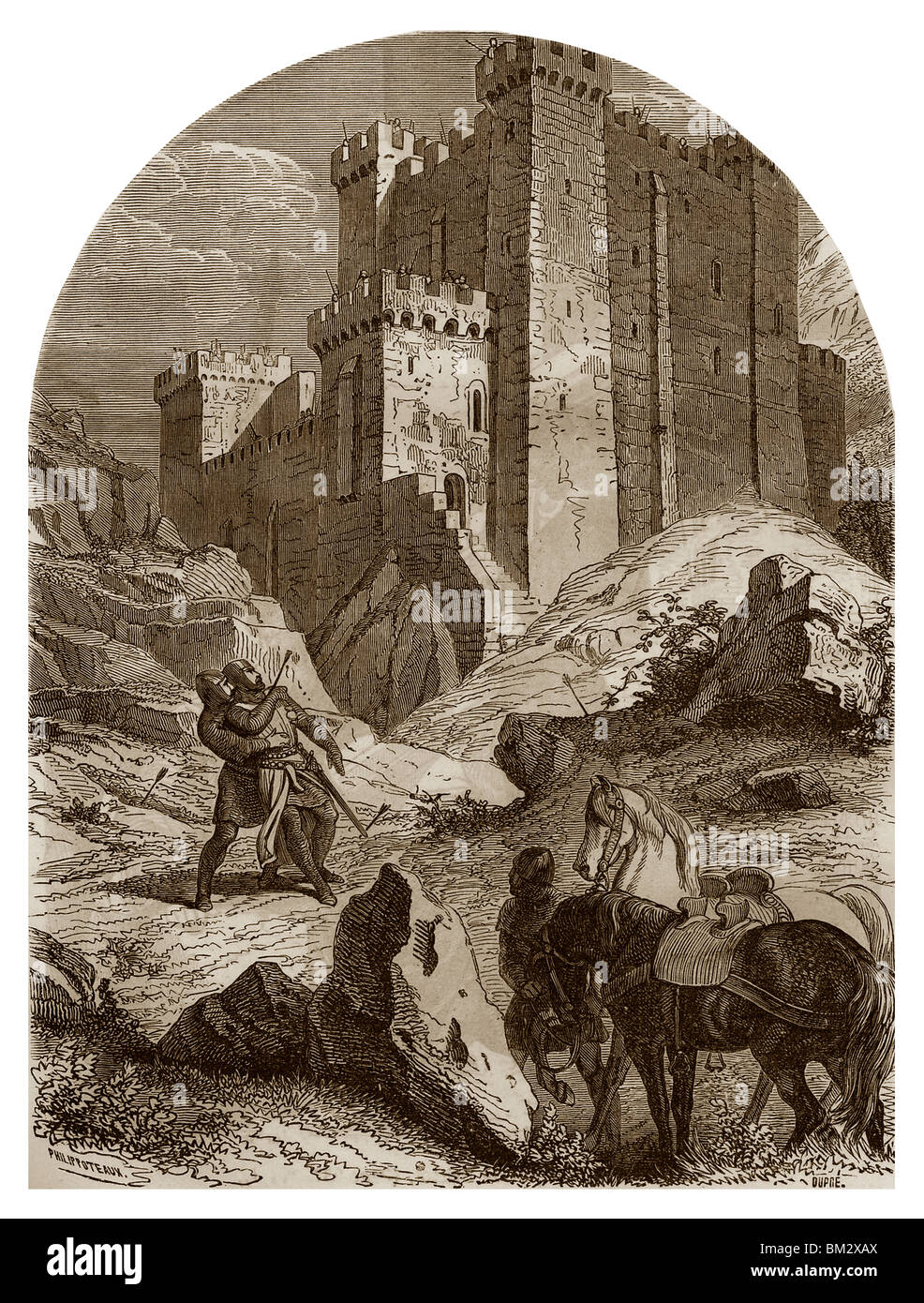 En avril 1199, Richard Coeur de Lion a été frappé par une vis d'arbalète tiré par un chevalier Limousin. Banque D'Images