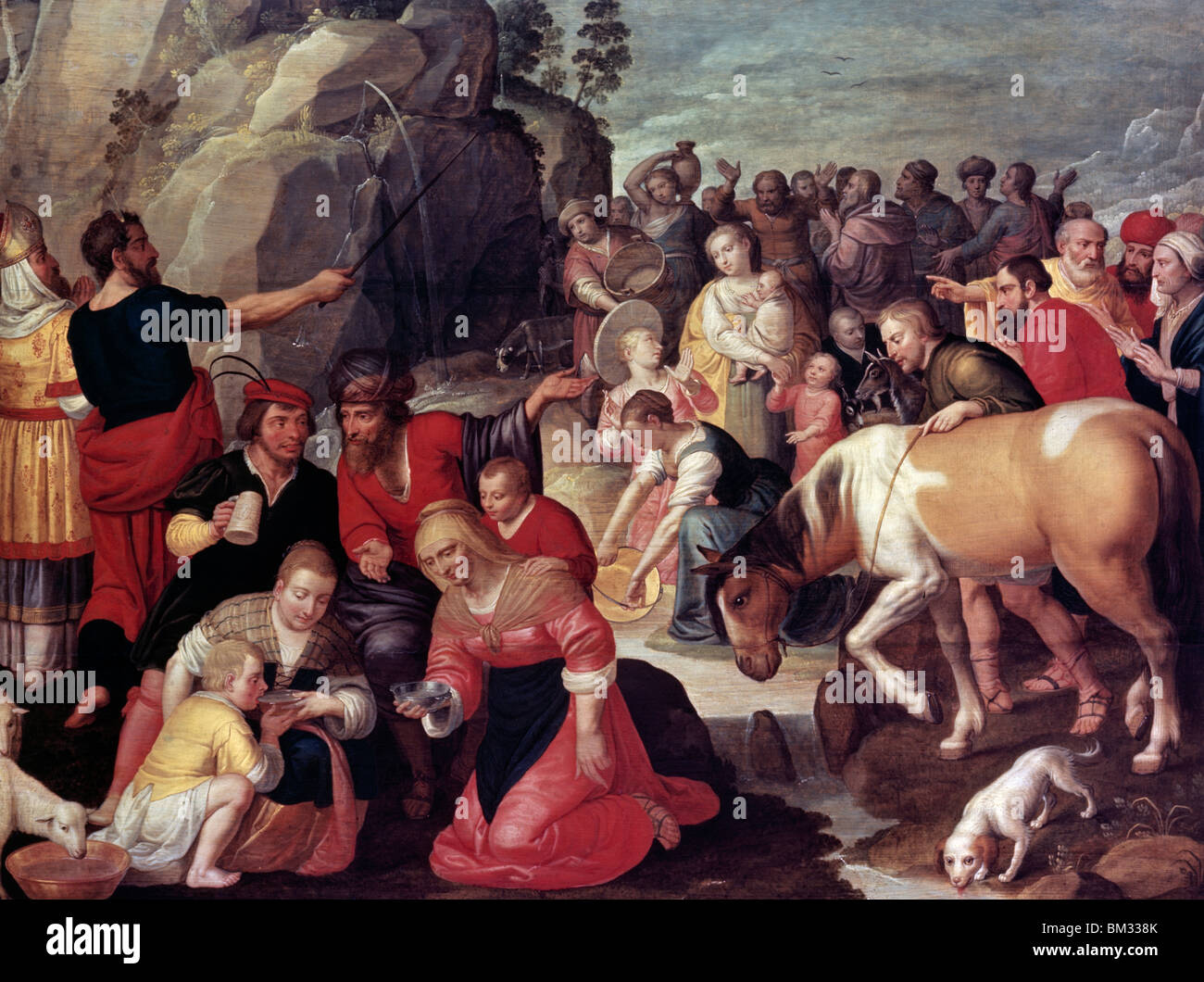 Moïse frappant le rocher par Adam van Noort, (1562-1641) Banque D'Images