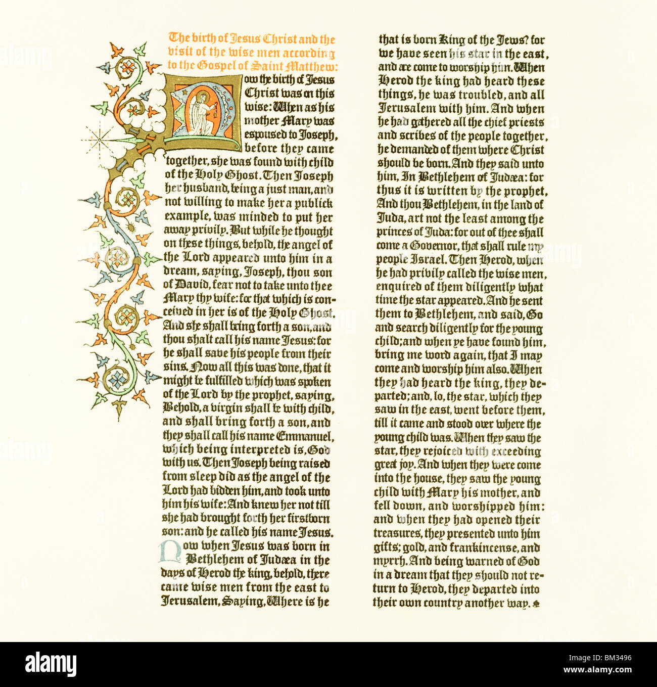 Saint Matthew's naissance du Christ, manuscrit du Nouveau Testament Banque D'Images