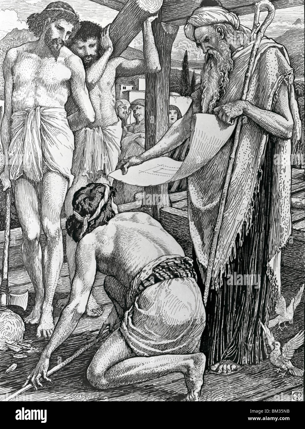 La construction d'arche par Walter Crane, illustration, (1845-1915) Banque D'Images