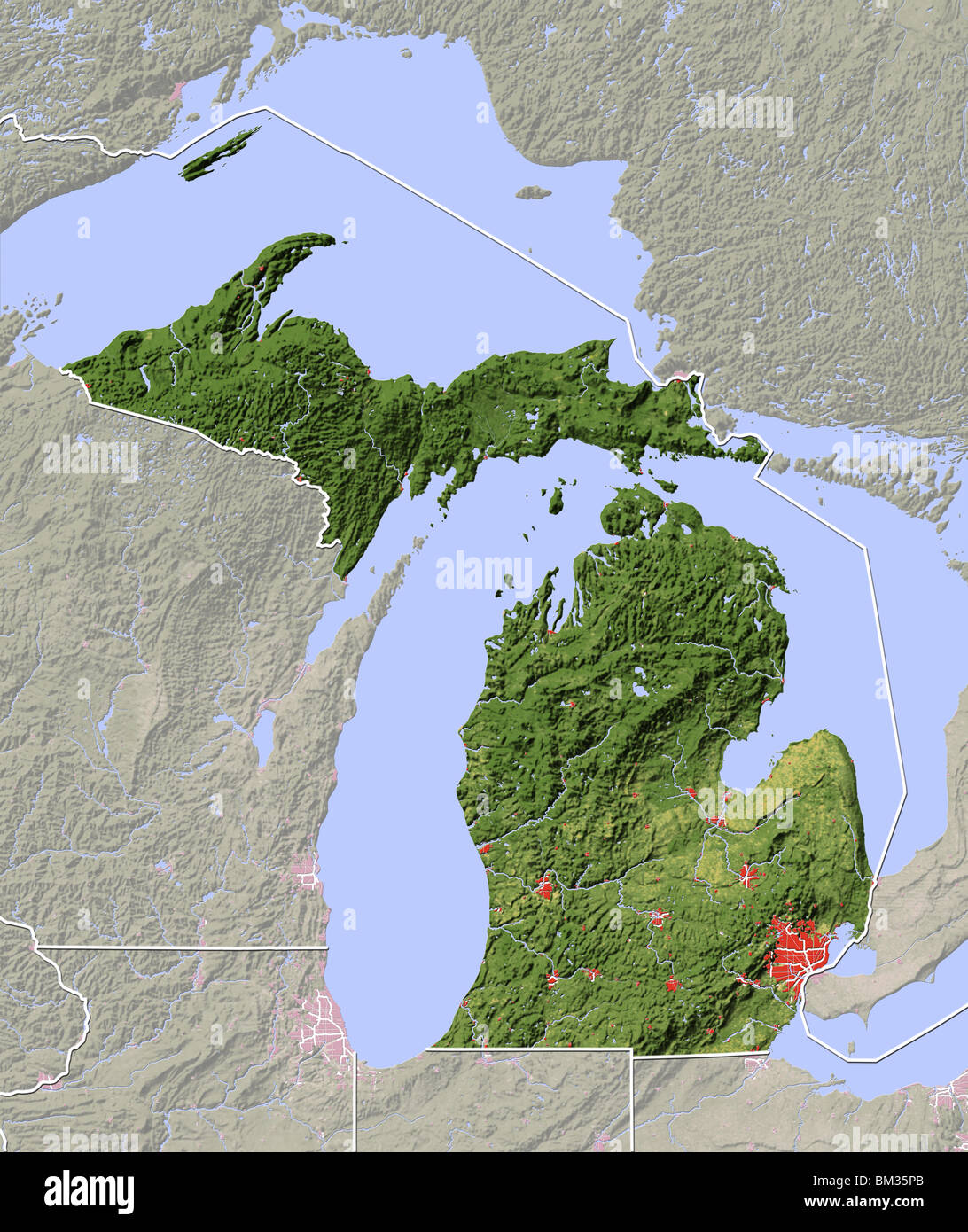 Physical map michigan Banque de photographies et d’images à haute résolution Alamy