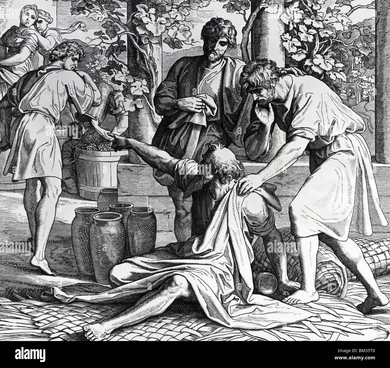 Noé maudit Ham pour sa moquerie par Julius Schnorr von Carolsfeld, illustration, (1794-1872) Banque D'Images